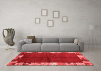 Machine Washable Abstract Red Contemporary Rug, wshcon1589red