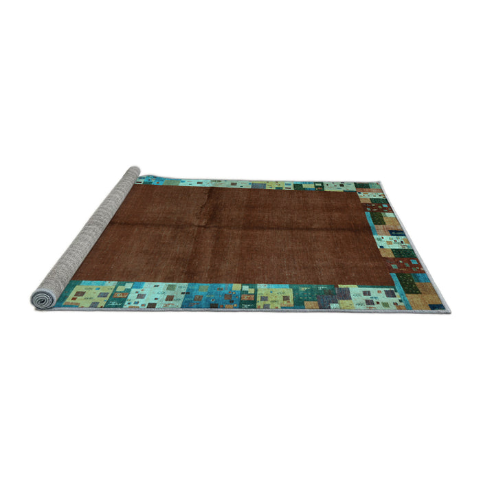 Sideview of Machine Washable Abstract Light Blue Contemporary Rug, wshcon1589lblu