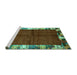 Sideview of Machine Washable Abstract Turquoise Contemporary Area Rugs, wshcon1589turq