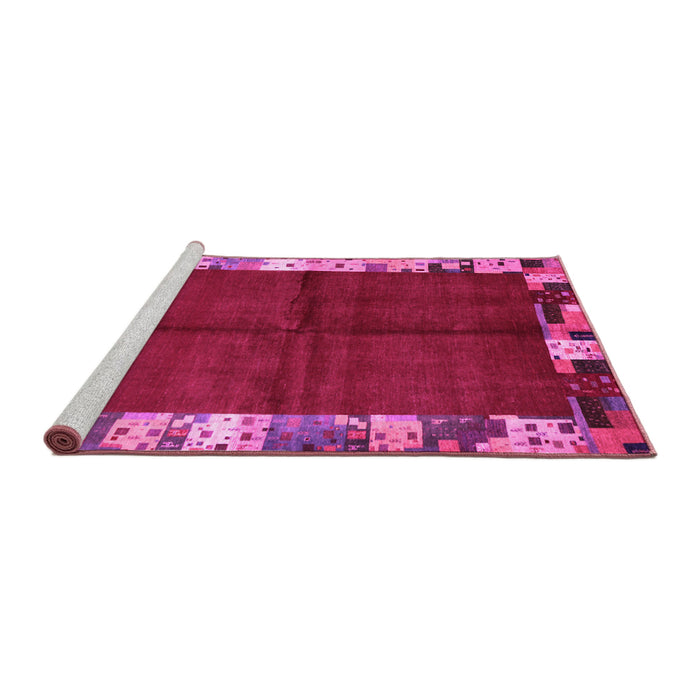 Sideview of Machine Washable Abstract Pink Contemporary Rug, wshcon1589pnk
