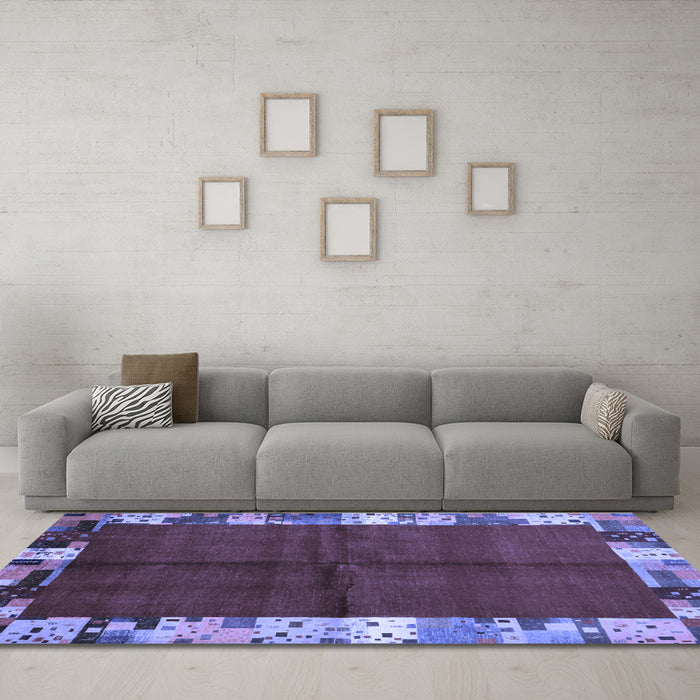 Machine Washable Abstract Blue Contemporary Rug in a Living Room, wshcon1589blu