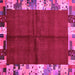 Square Machine Washable Abstract Pink Contemporary Rug, wshcon1589pnk