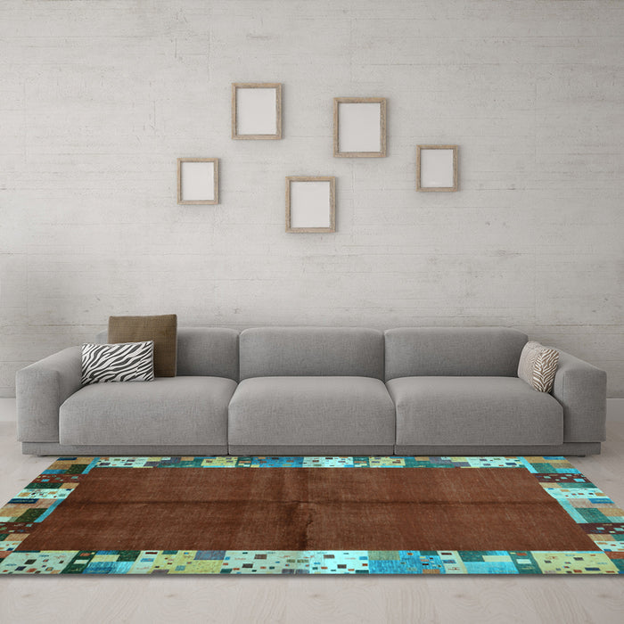 Machine Washable Abstract Light Blue Contemporary Rug in a Living Room, wshcon1589lblu