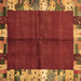 Square Abstract Brown Contemporary Rug, con1589brn