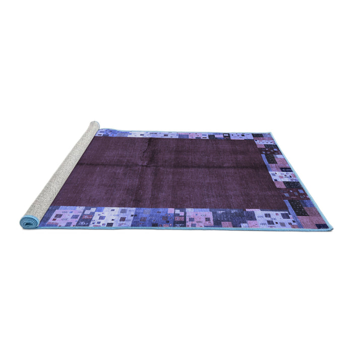 Sideview of Machine Washable Abstract Blue Contemporary Rug, wshcon1589blu