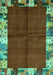 Machine Washable Abstract Turquoise Contemporary Area Rugs, wshcon1589turq