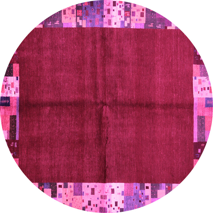 Round Abstract Pink Contemporary Rug, con1589pnk