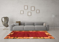 Machine Washable Abstract Orange Contemporary Rug, wshcon1589org