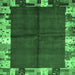 Square Machine Washable Abstract Emerald Green Contemporary Area Rugs, wshcon1589emgrn