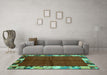 Machine Washable Abstract Turquoise Contemporary Area Rugs in a Living Room,, wshcon1589turq