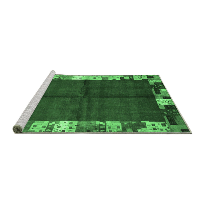Sideview of Machine Washable Abstract Emerald Green Contemporary Area Rugs, wshcon1589emgrn