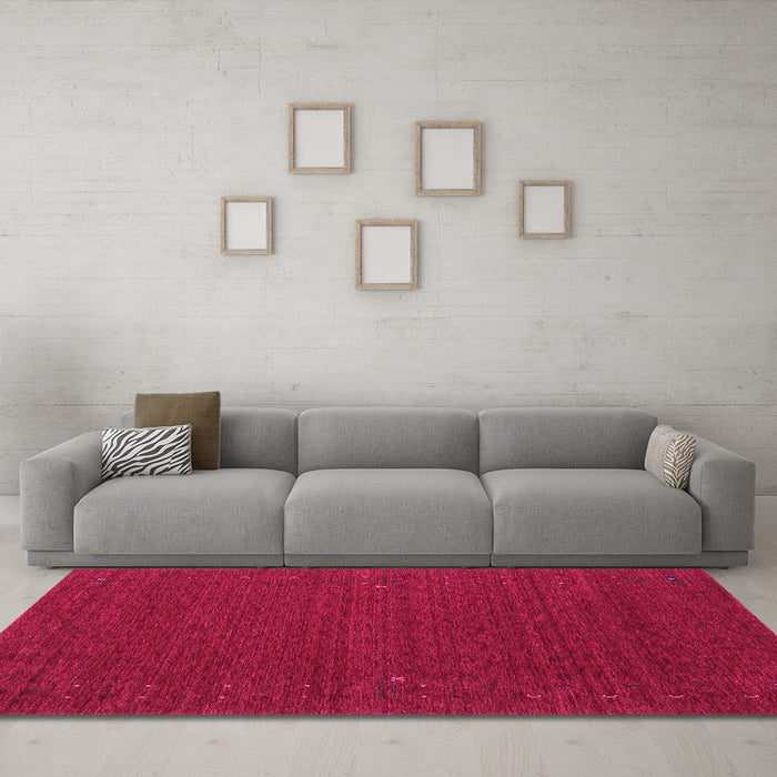 Machine Washable Abstract Pink Contemporary Rug in a Living Room, wshcon158pnk