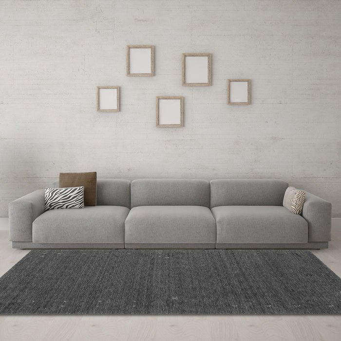 Machine Washable Abstract Gray Contemporary Rug in a Living Room,, wshcon158gry