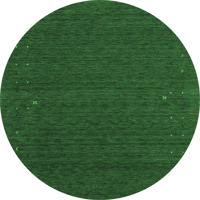 Round Machine Washable Abstract Emerald Green Contemporary Area Rugs, wshcon158emgrn