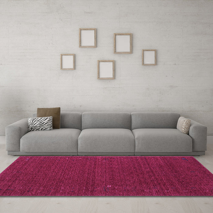 Machine Washable Abstract Purple Contemporary Area Rugs in a Living Room, wshcon158pur