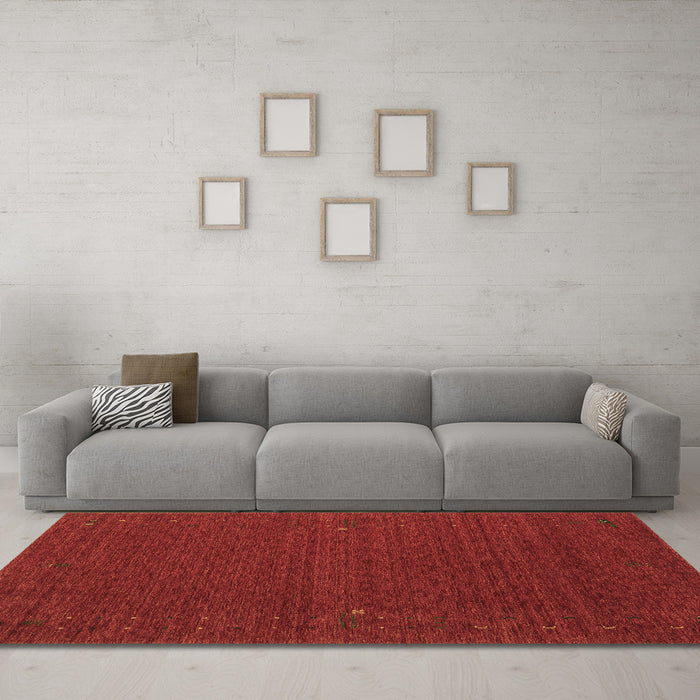 Machine Washable Abstract Brown Contemporary Rug in a Living Room,, wshcon158brn