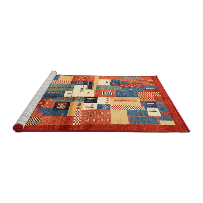 Serging Thickness of Machine Washable Contemporary Red Rug, wshcon1590