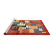 Serging Thickness of Machine Washable Contemporary Red Rug, wshcon1590