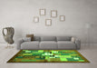 Machine Washable Abstract Green Contemporary Area Rugs in a Living Room,, wshcon1590grn