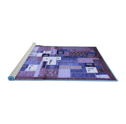 Sideview of Machine Washable Abstract Blue Contemporary Rug, wshcon1590blu