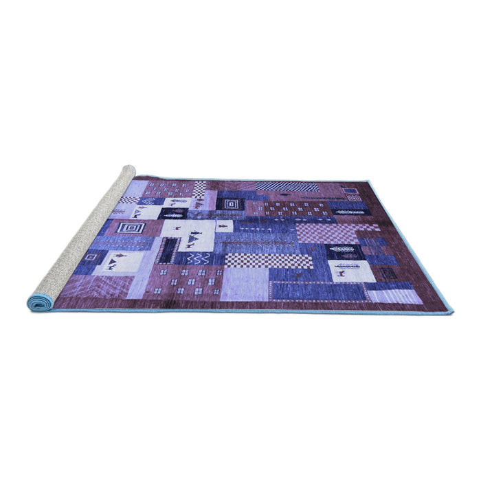 Sideview of Machine Washable Abstract Blue Contemporary Rug, wshcon1590blu