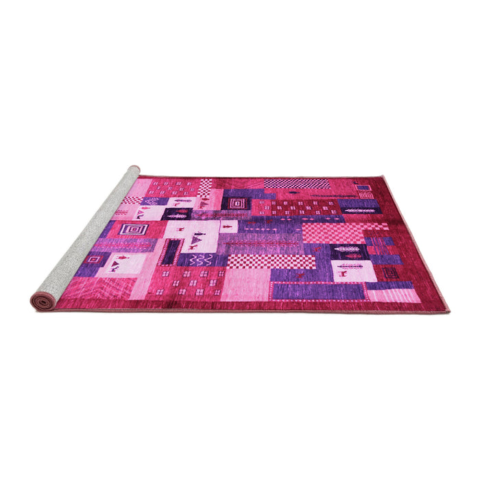 Sideview of Machine Washable Abstract Pink Contemporary Rug, wshcon1590pnk