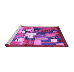 Sideview of Machine Washable Abstract Purple Contemporary Area Rugs, wshcon1590pur