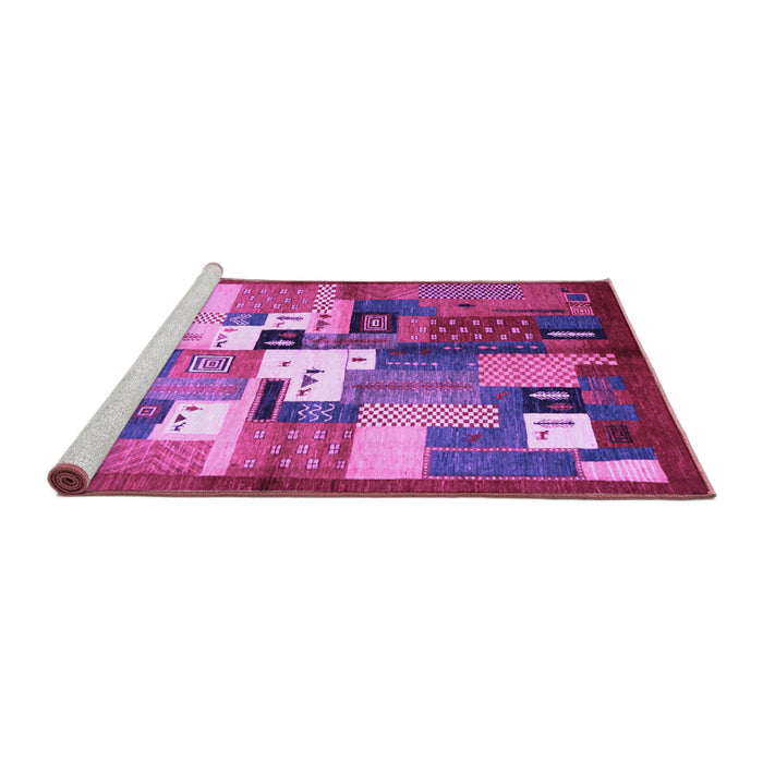 Sideview of Machine Washable Abstract Purple Contemporary Area Rugs, wshcon1590pur