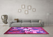 Machine Washable Abstract Purple Contemporary Area Rugs in a Living Room, wshcon1590pur