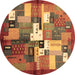 Round Machine Washable Abstract Brown Contemporary Rug, wshcon1590brn