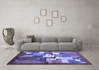 Machine Washable Abstract Blue Contemporary Rug, wshcon1590blu