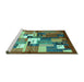 Sideview of Machine Washable Abstract Turquoise Contemporary Area Rugs, wshcon1590turq