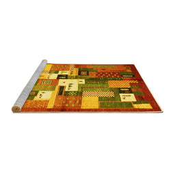 Sideview of Machine Washable Abstract Yellow Contemporary Rug, wshcon1590yw