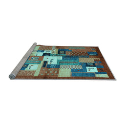 Sideview of Machine Washable Abstract Light Blue Contemporary Rug, wshcon1590lblu