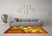 Machine Washable Abstract Yellow Contemporary Rug in a Living Room, wshcon1590yw