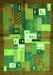 Serging Thickness of Machine Washable Abstract Green Contemporary Area Rugs, wshcon1590grn