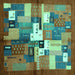 Square Abstract Turquoise Contemporary Rug, con1590turq