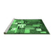 Sideview of Machine Washable Abstract Emerald Green Contemporary Area Rugs, wshcon1590emgrn