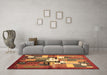 Machine Washable Abstract Brown Contemporary Rug in a Living Room,, wshcon1590brn