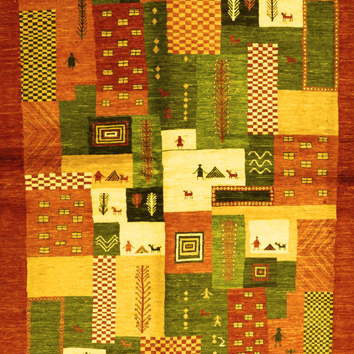 Abstract Yellow Contemporary Rug, con1590yw