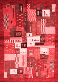 Abstract Red Contemporary Rug, con1590red