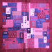 Square Machine Washable Abstract Purple Contemporary Area Rugs, wshcon1590pur