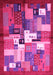 Machine Washable Abstract Pink Contemporary Rug, wshcon1590pnk