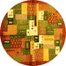 Round Abstract Yellow Contemporary Rug, con1590yw