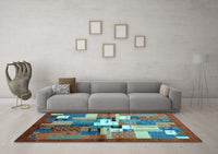 Machine Washable Abstract Light Blue Contemporary Rug, wshcon1590lblu