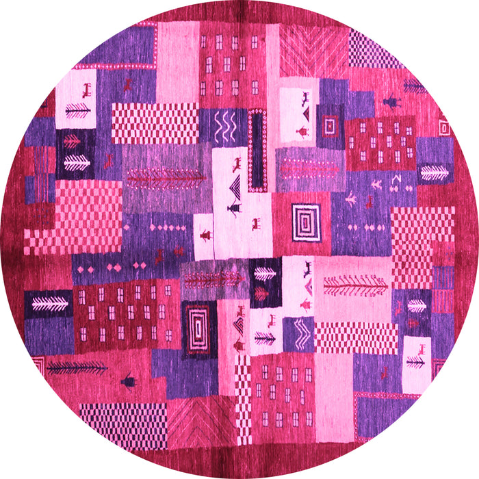 Round Abstract Pink Contemporary Rug, con1590pnk