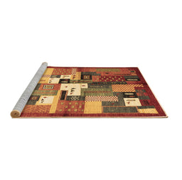 Sideview of Machine Washable Abstract Brown Contemporary Rug, wshcon1590brn
