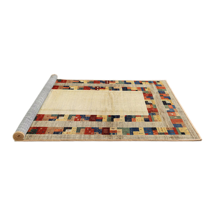 Serging Thickness of Machine Washable Contemporary Brown Gold Rug, wshcon1591