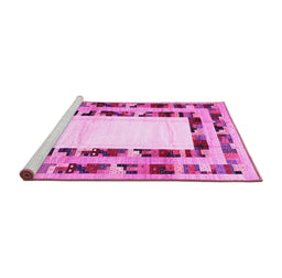 Sideview of Machine Washable Abstract Pink Contemporary Rug, wshcon1591pnk
