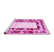 Sideview of Machine Washable Abstract Pink Contemporary Rug, wshcon1591pnk